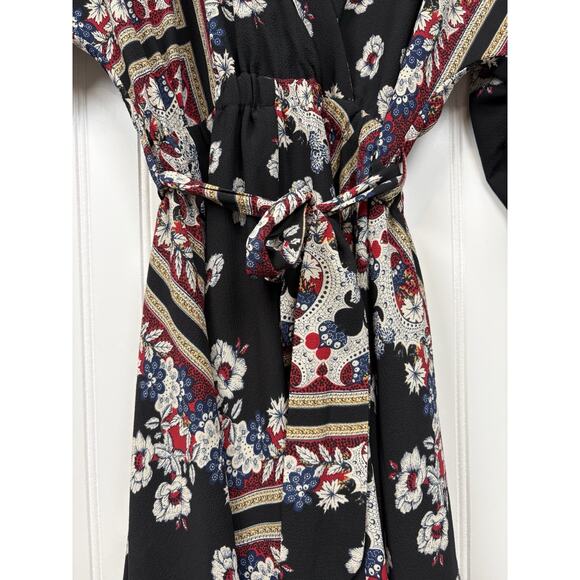 Lulus Women's Maxi Timeless Wrap Dress Black Floral Long‎ Sleeve Size S #142 - Picture 6 of 16